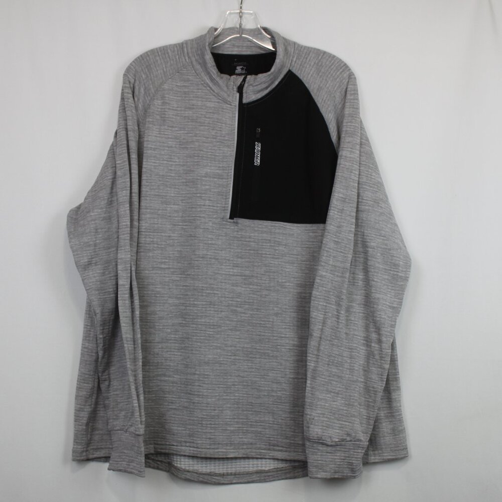 Starter XL Dri-Star Gray Black Long Sleeve Thin Pullover Sweater
